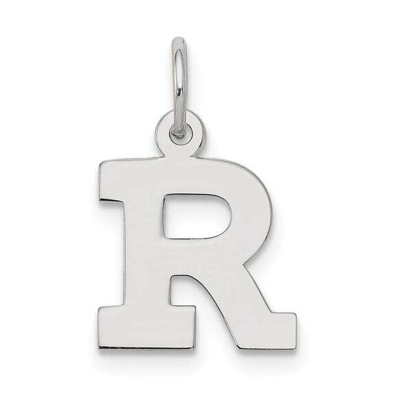 Sterling Silver, Amanda Collection Small Block Style Initial R Pendant - Picture 1 of 5